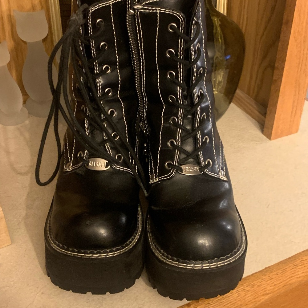 Black Platform Lace-Up Boots Dollskill Delia’s